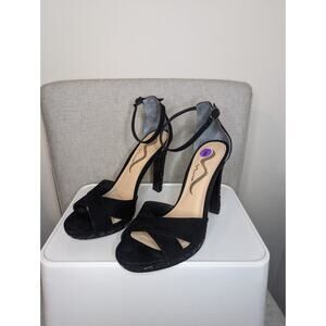 Nina Platform Heels Suede Glass Crystals On Heel